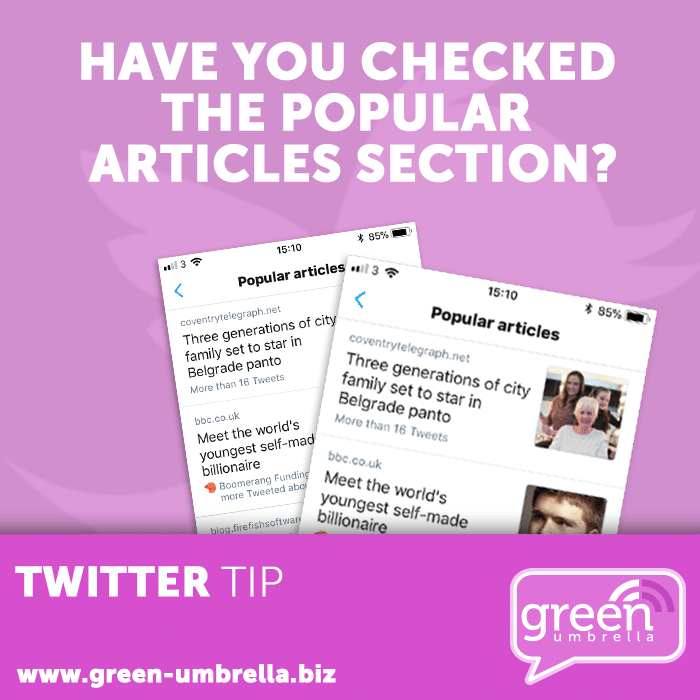 Twitter Tip - Have you checked the Popular Articles Section?